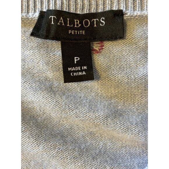 Talbots Womens Petite Light Blue Colorful Polka Dot Soft Cardigan Sweater - Picture 3 of 4